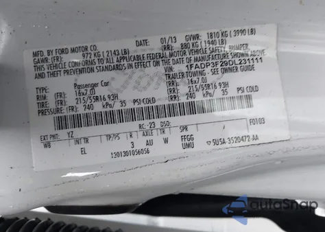 2013 Ford Focus Se from USA, damaged, VIN 1FADP3F29DL231111
